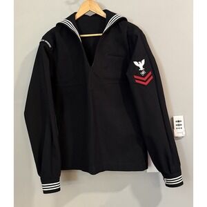 US Military Navy Shirt Vintage Wool Crackerjack USS Theodore Roosevelt 44L